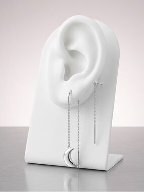 Sterling Silver Moon Threader Earrings - White Silver‼️